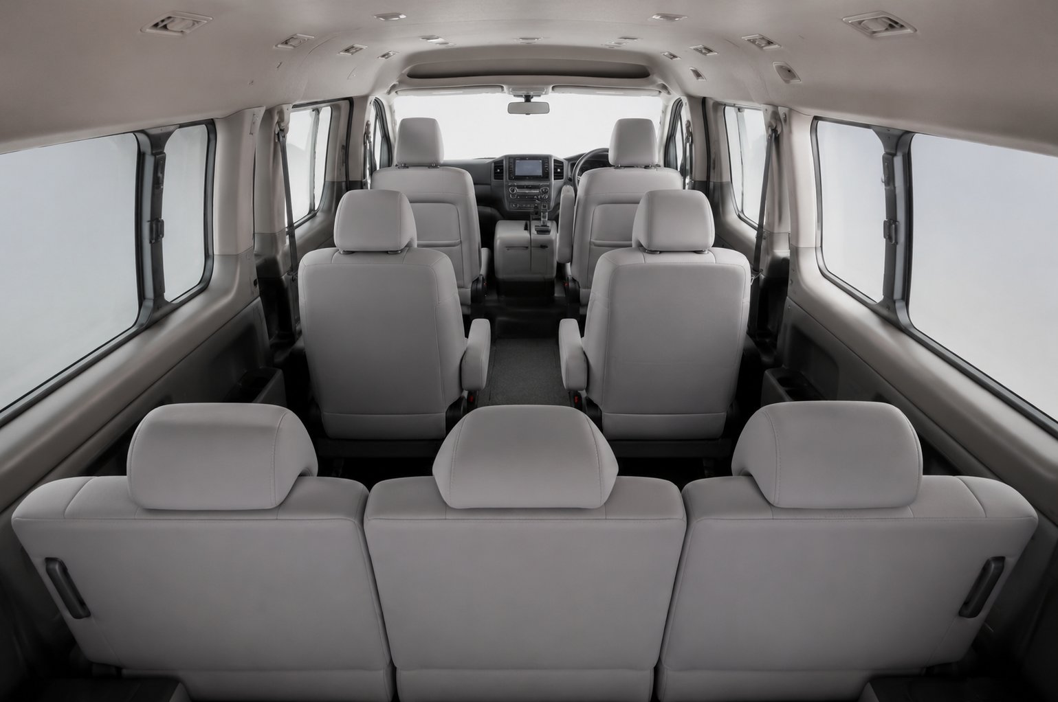 HiAce interior from rear to front