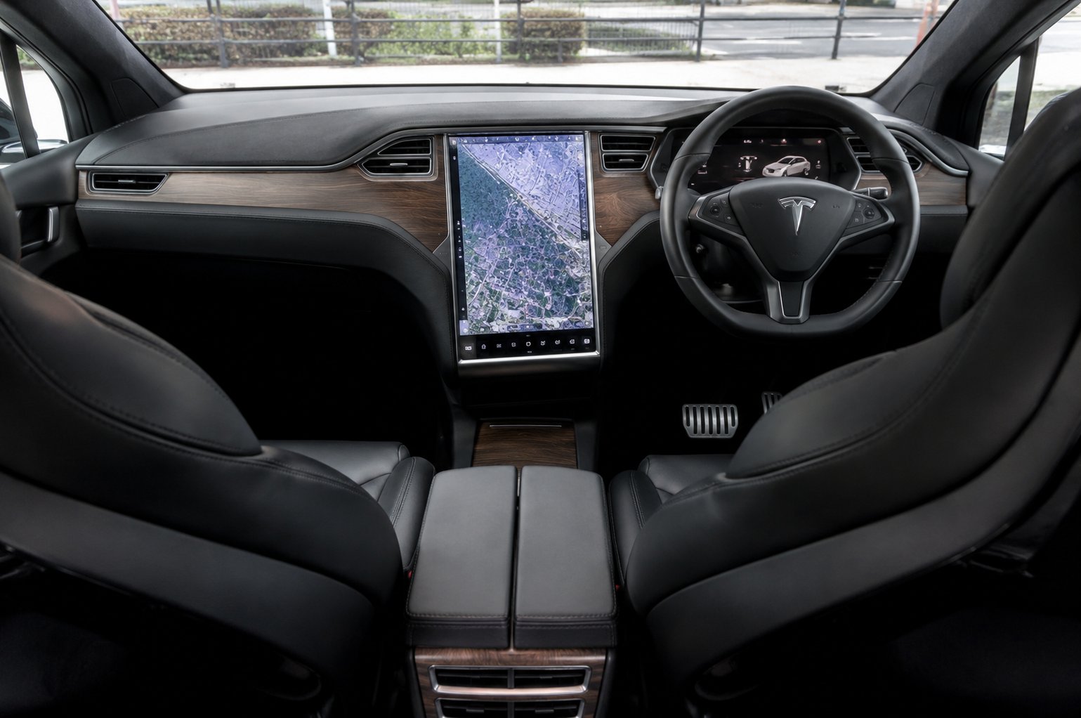 Tesla Model X interior from front to rear