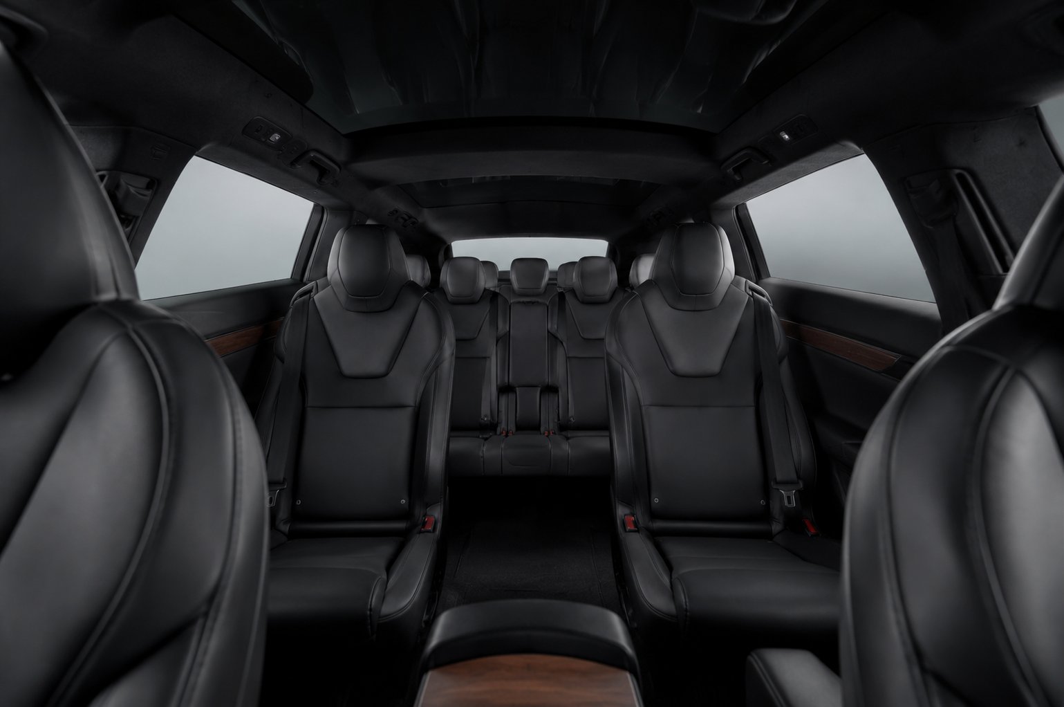 Tesla Model X interior from rear to front